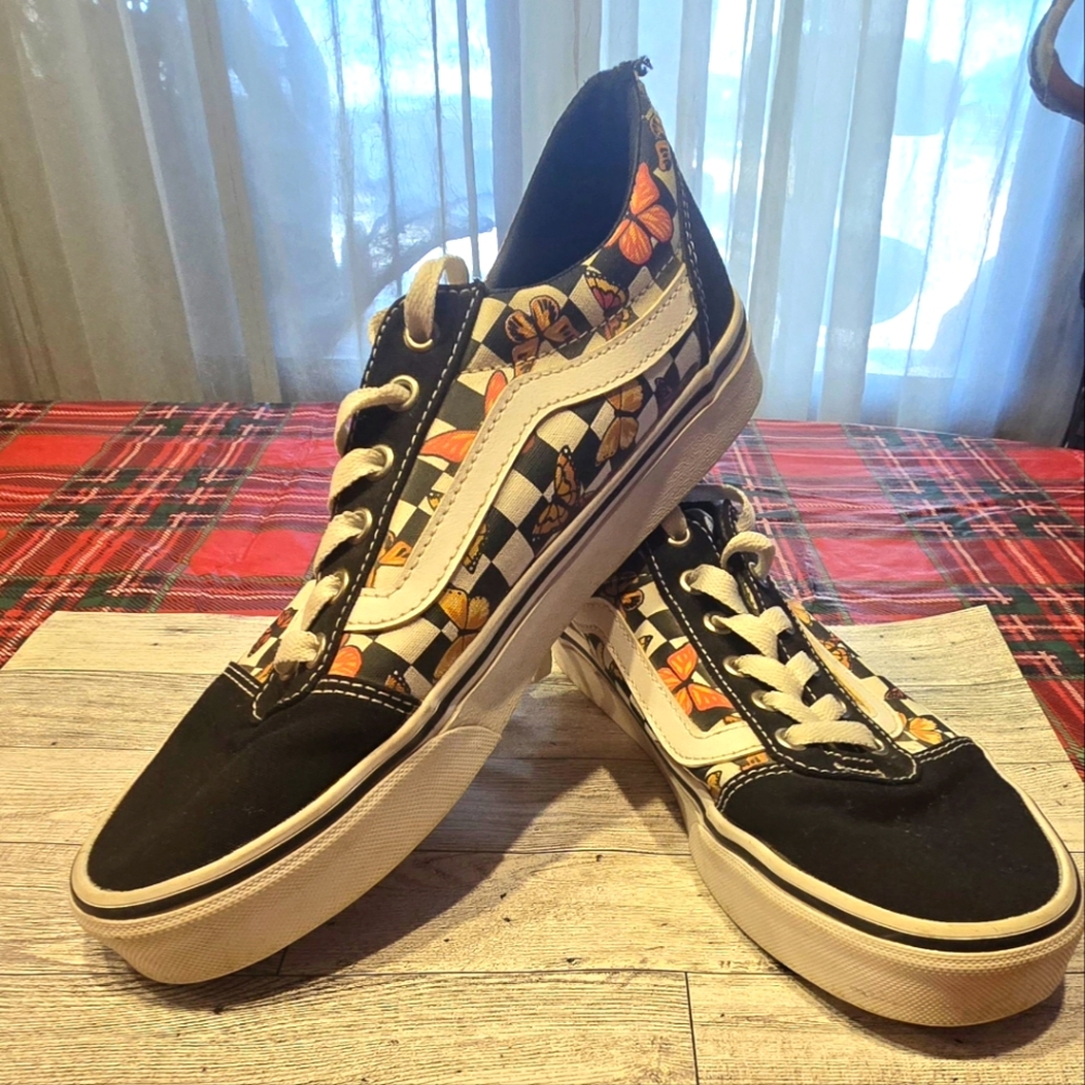 Vans Old Skool Monarch Butterfly Black & White Women's 10 Sneakers/Tennis Shoe